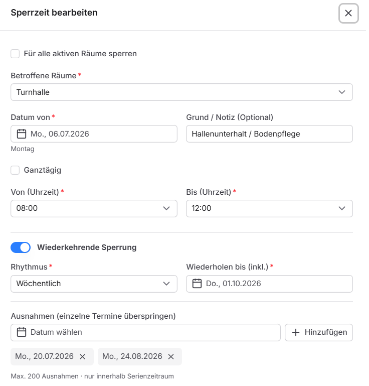 Ruum Admin: Belegung und offene Anfragen für gemeinsam genutzte Räume